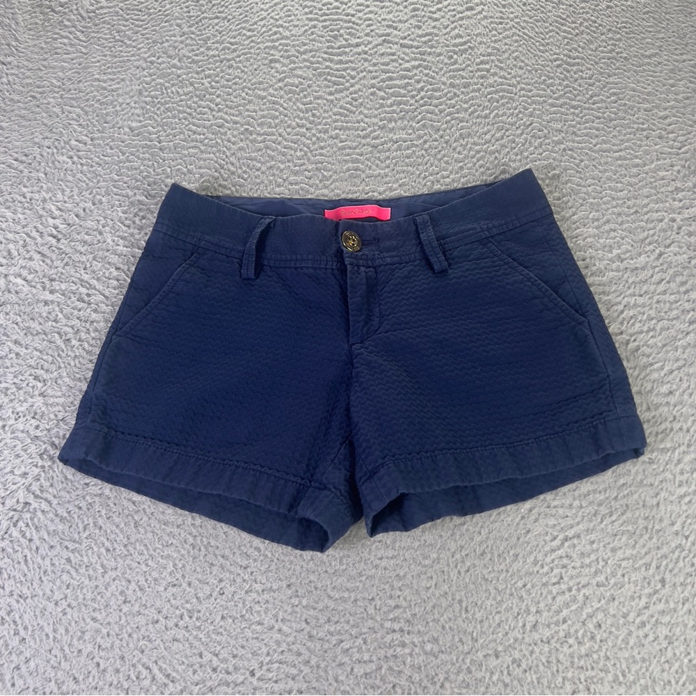 Lilly Pulitzer The Callahan Shorts Womens 00 Navy Blue Nautical Beach Preppy